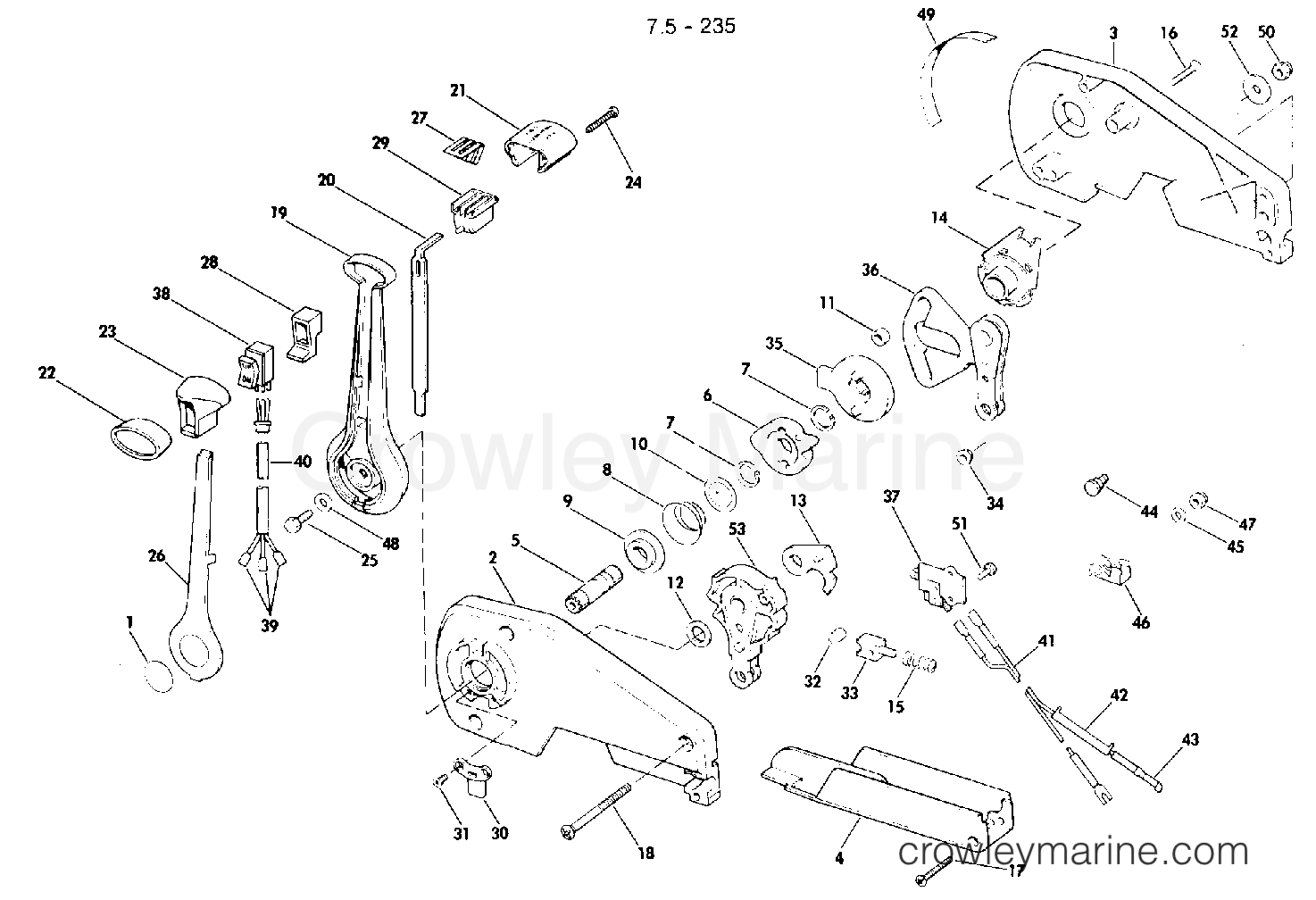 1980 Rigging Accessories - Remote Controls - REMOTE CONTROL ASSEMBLY-SINGLE LEVER 7.5-235
