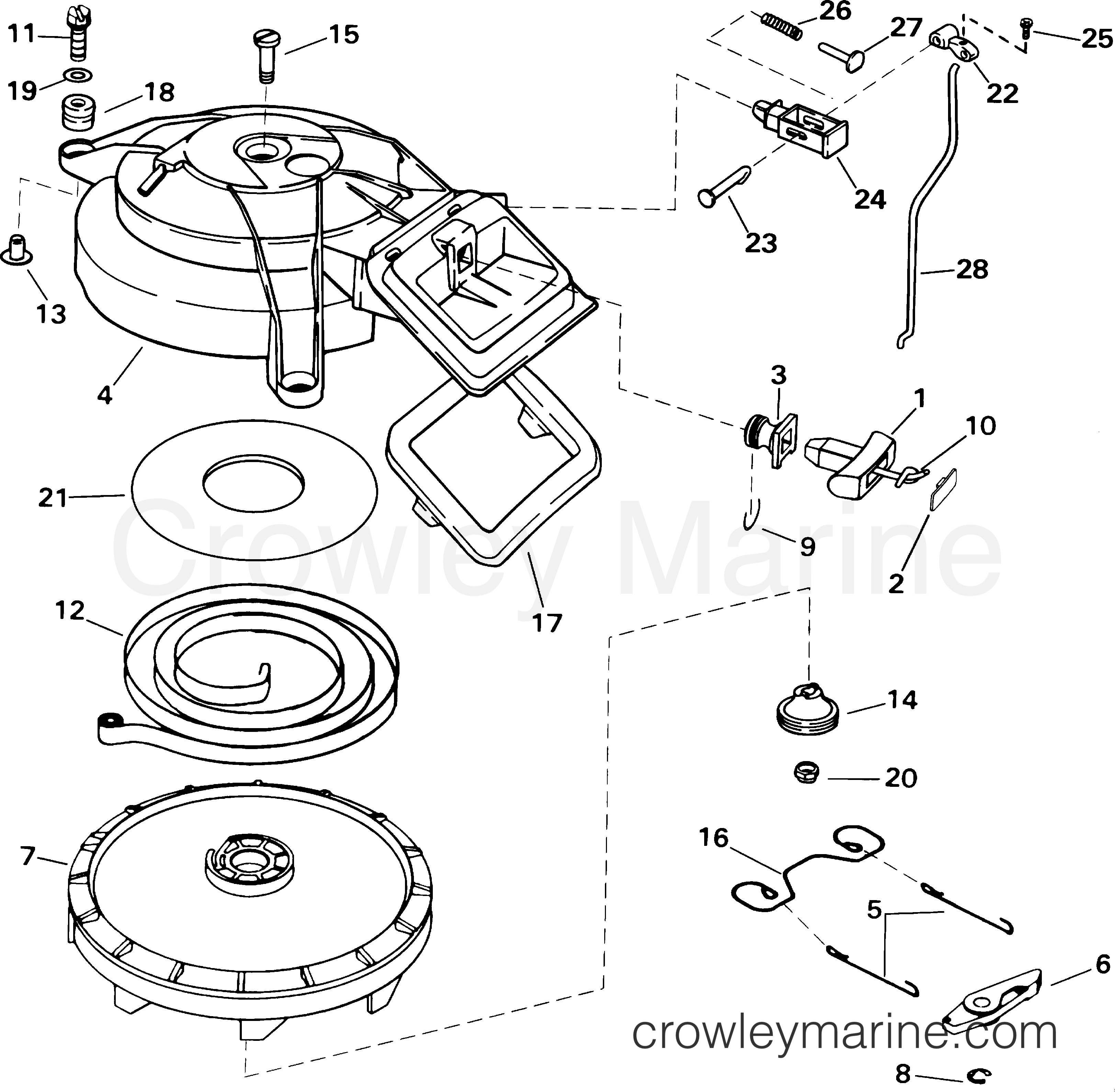 2001 Outboard 15 - E15WRLSIR - REWIND STARTER