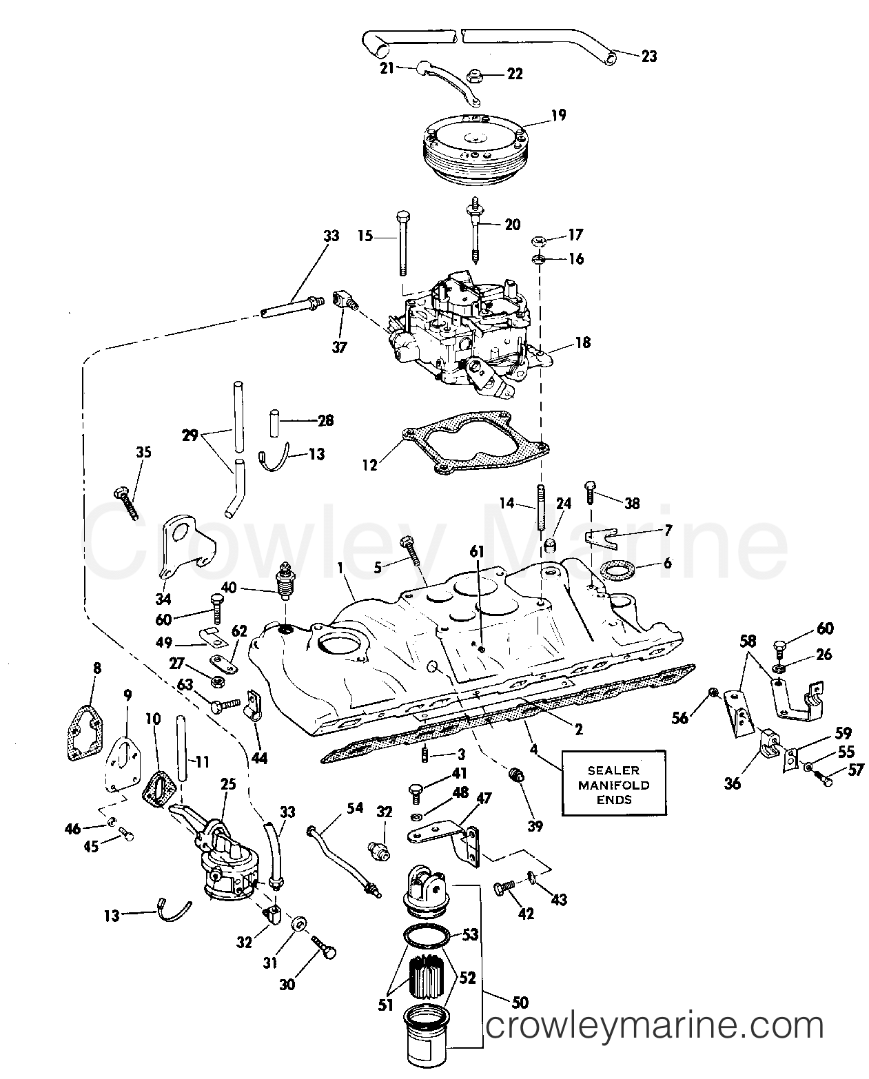 1983 Stern Drive 5 - 504STHRCTR - INTAKE MANIFOLD GROUP