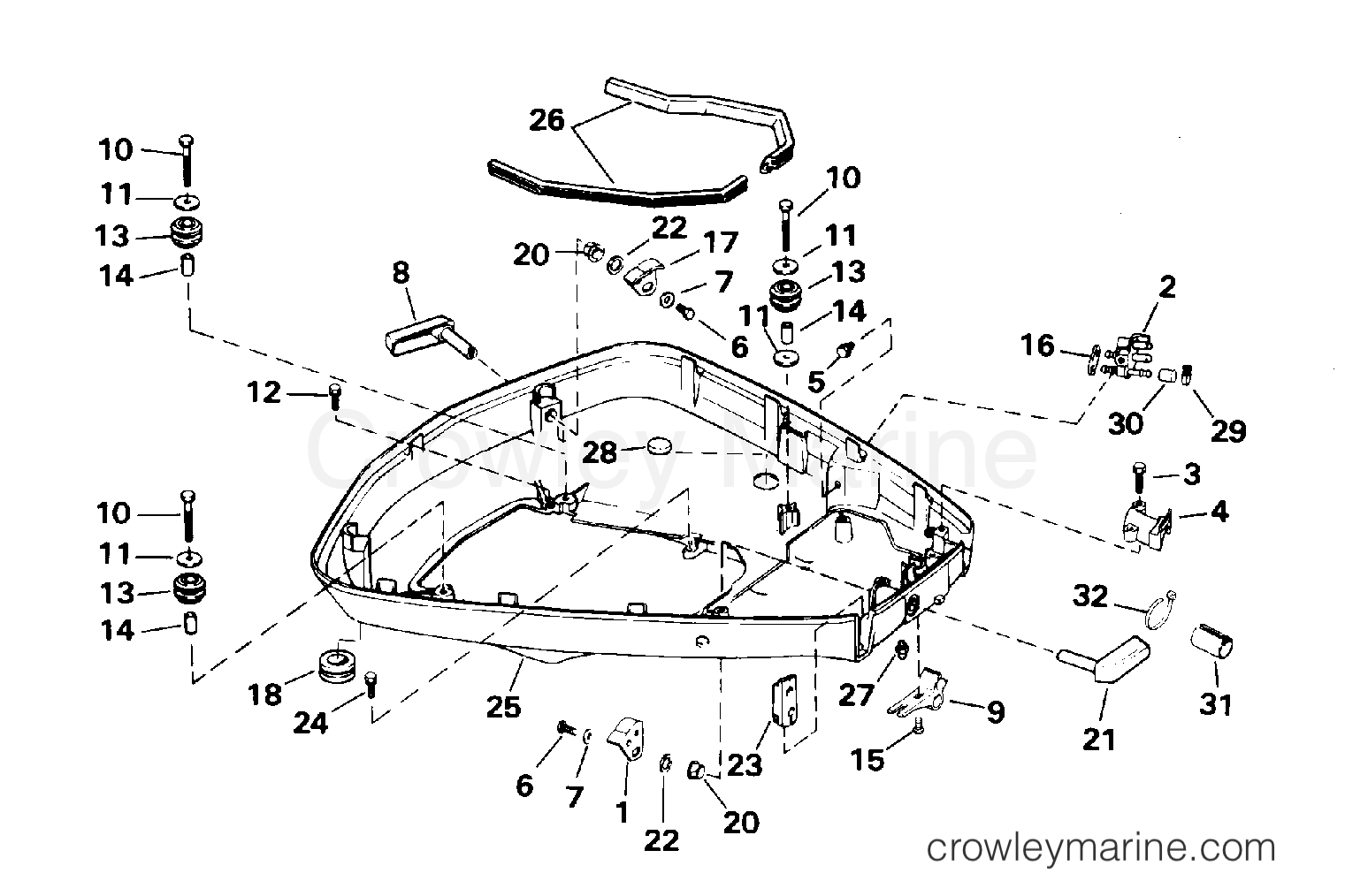 1995 Outboard 100 - E100WTLEOC - LOWER ENGINE COVER