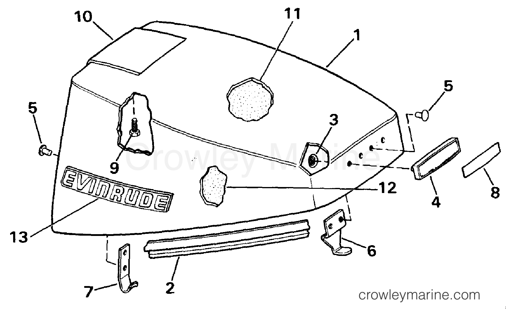 1990 Johnson Outboards 9.9 - TJ10ELESC ENGINE COVER - EVINRUDE section