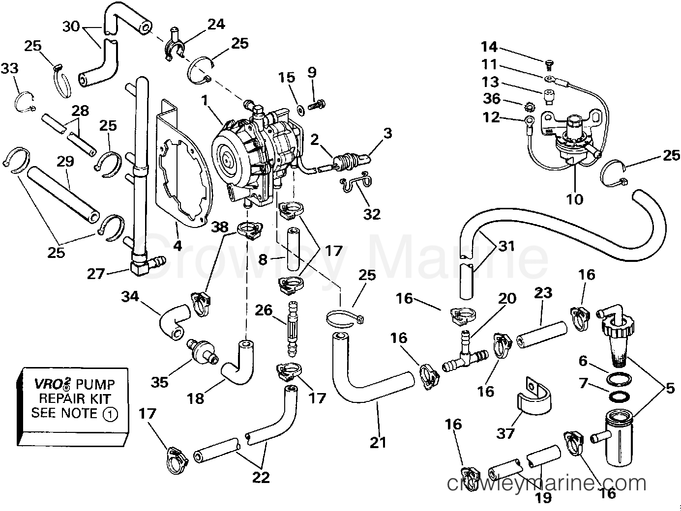 1991 Outboard 155 - J155WTLEIB - VRO2 PUMP