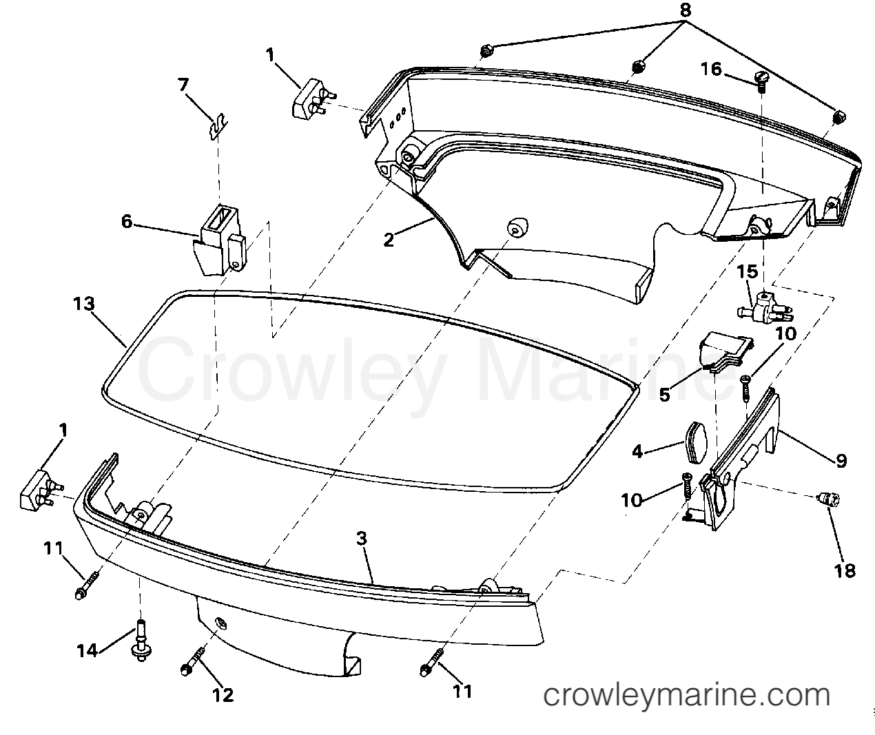 1992 Outboard 8 - J8SRLENM - LOWER ENGINE COVER