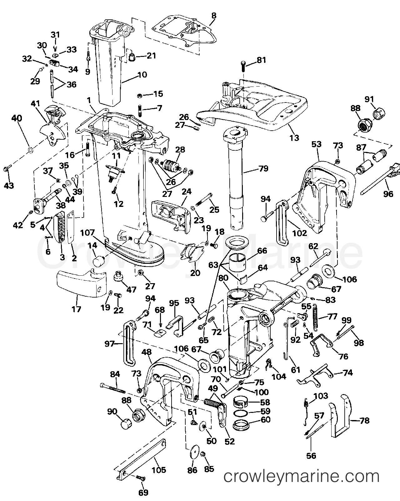 1992 Outboard 25 - J25TEEND - MIDSECTION-30 MODELS ONLY