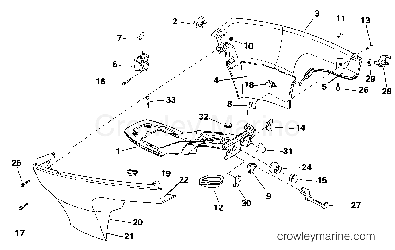 1993 Outboard 15 - E15ELETB - LOWER ENGINE COVER