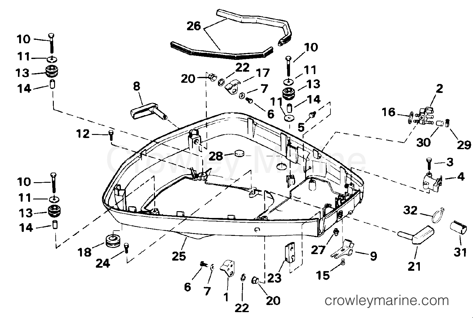 1992 Outboard 100 - J100WTXENE - LOWER ENGINE COVER
