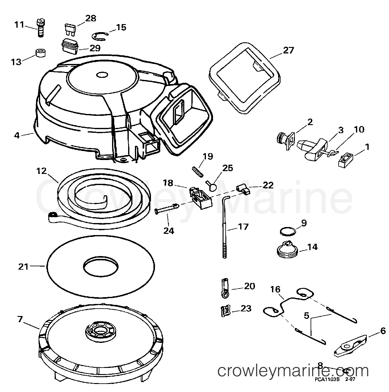 1998 Outboard 9.9 - J10FEXECM - REWIND STARTER