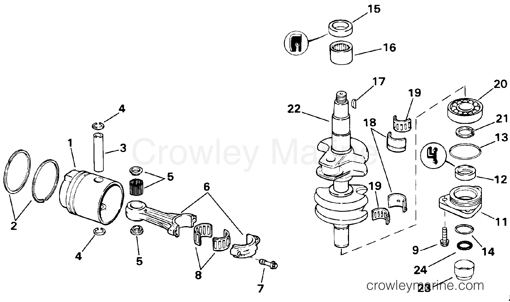 1993 Outboard 20 - J20ELETS - CRANKSHAFT & PISTON