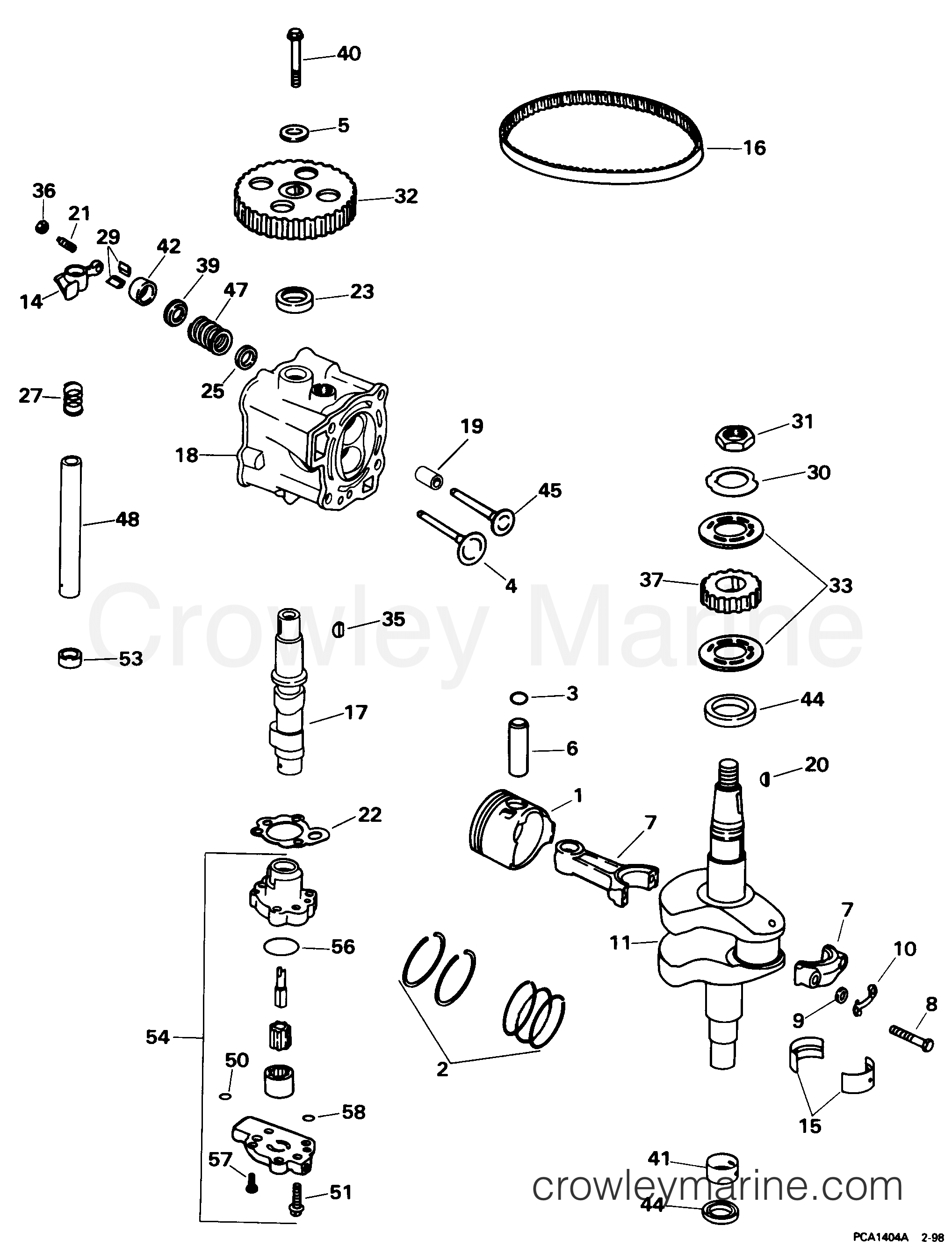 1998 Evinrude Outboards 5 - BE5FRBECC CYLINDER HEAD & CRANKSHAFT section
