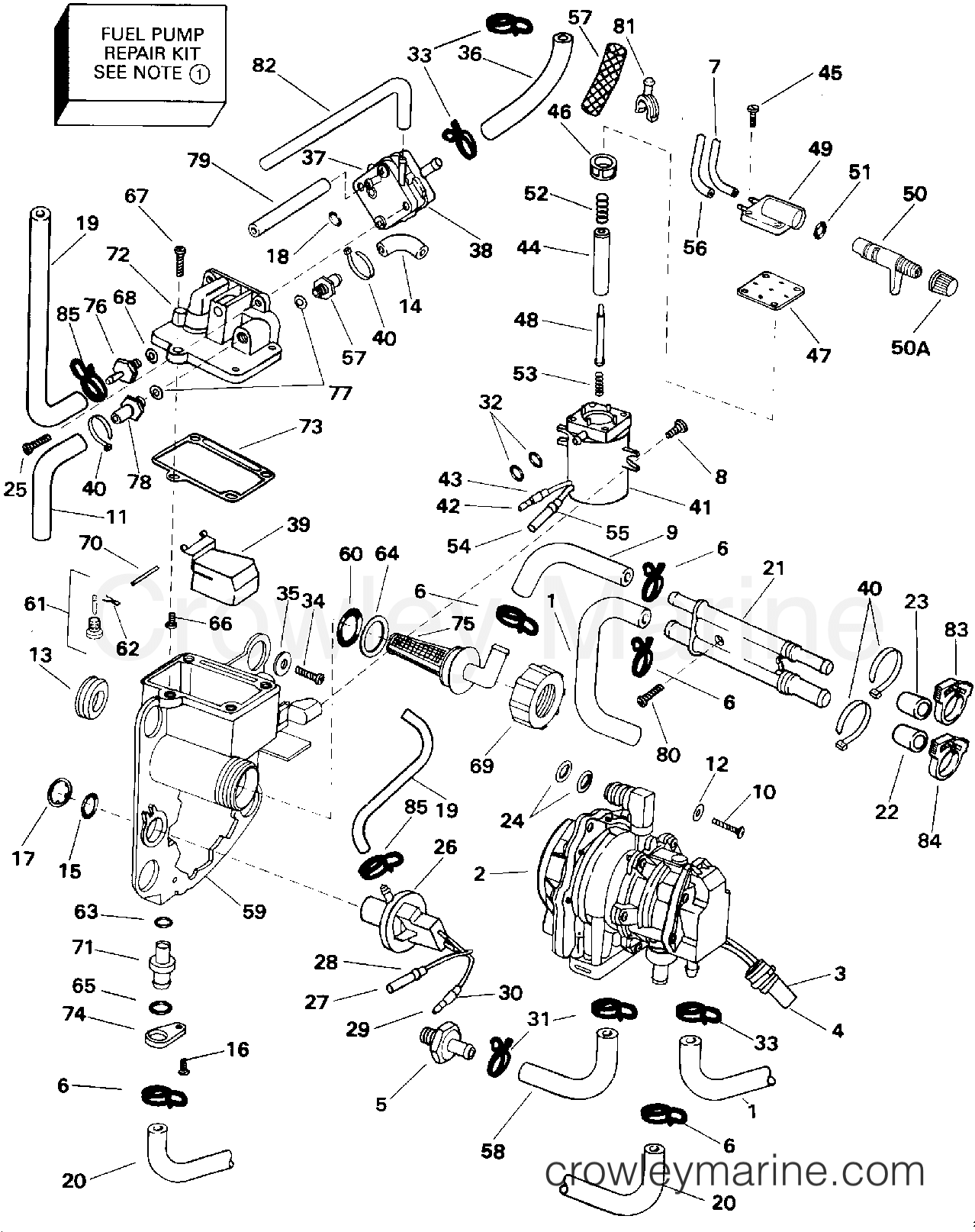 1993 Outboard 150 - J150EXETR - FUEL BRACKET & COMPONENTS
