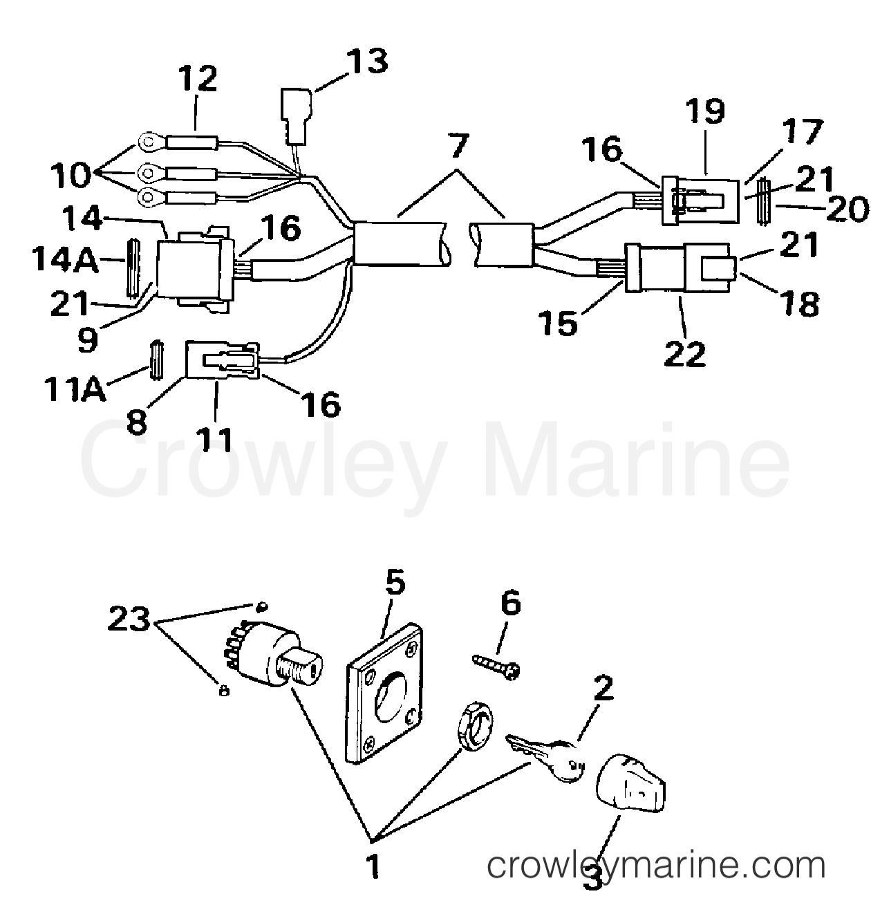 1998 Outboard 60 - E60TTLECM - IGNITION SWITCH & CABLE