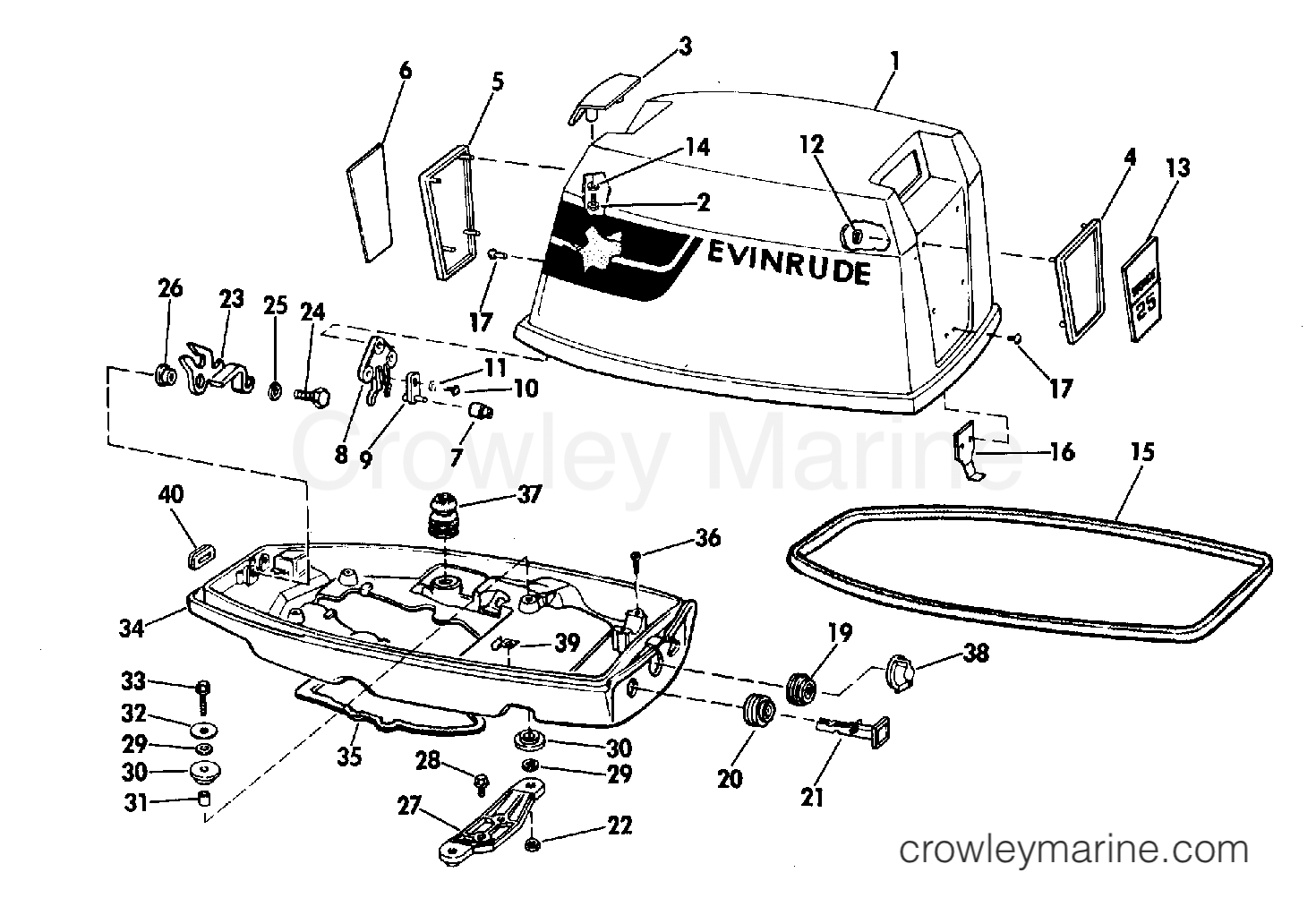 1974 Evinrude Outboards 25 - 25403M - MOTOR COVER
