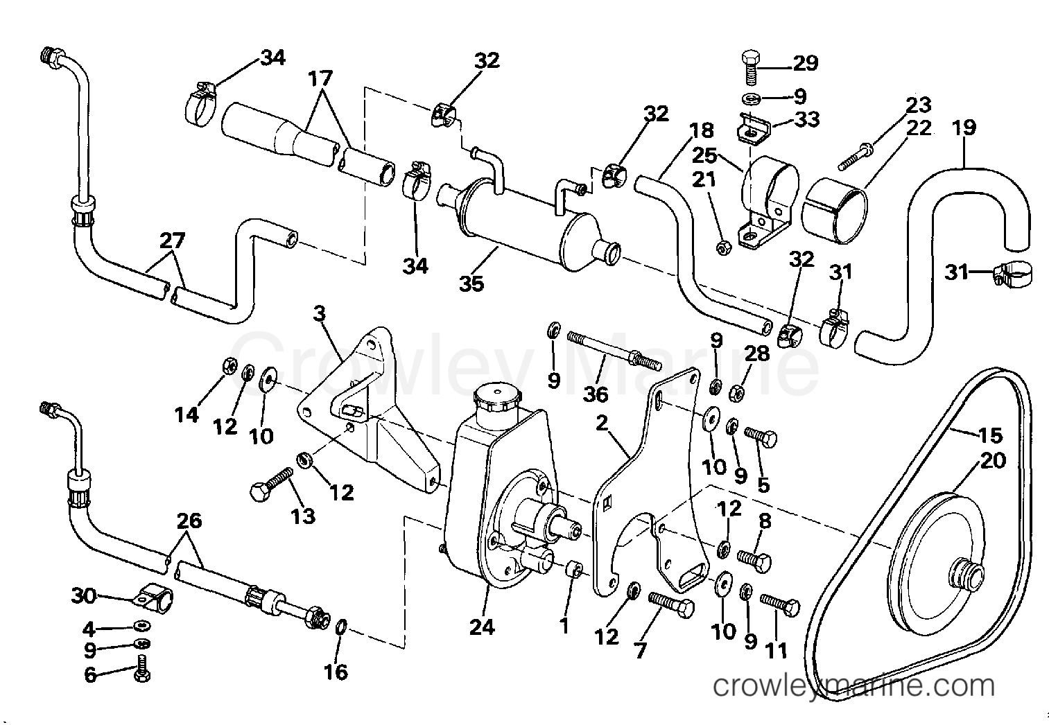 1990 OMC Stern Drive 2.3 - 232BMRPWS POWER STEERING PUMP section