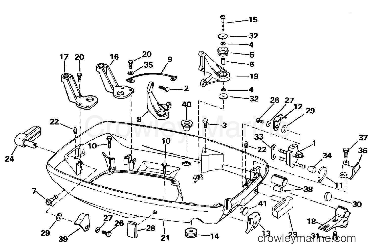 1996 Outboard 70 - J70TLEDA - LOWER ENGINE COVER