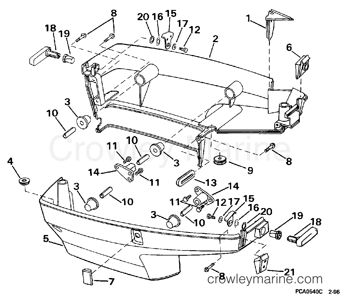 1997 Outboard 40 - SJ40RSLD - LOWER ENGINE COVER