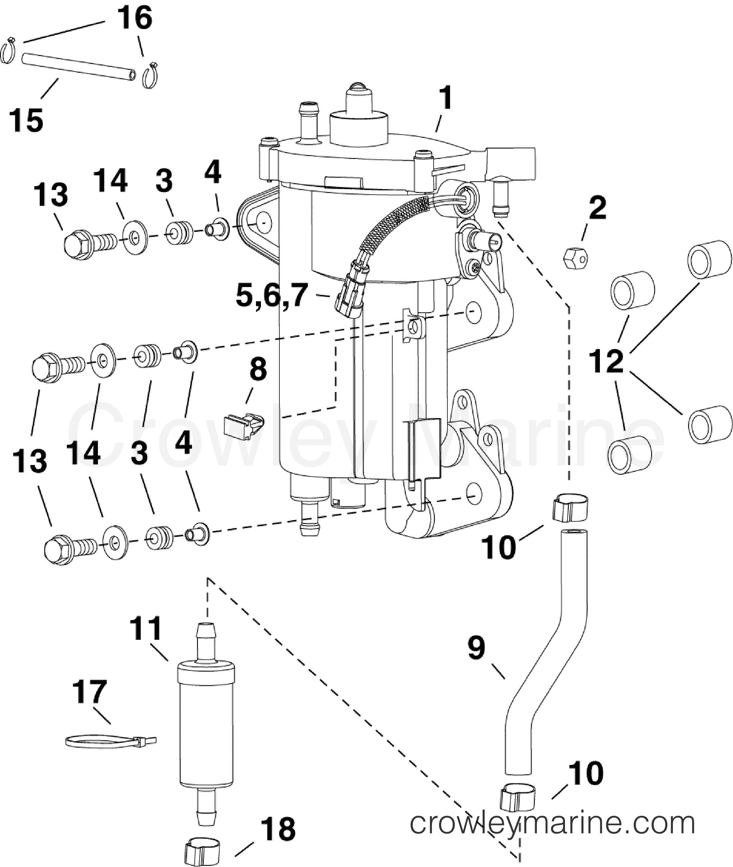 FUEL PUMP & VAPOR SEPARATOR - AF Outboard 30 E30DRGLAFB | Crowley