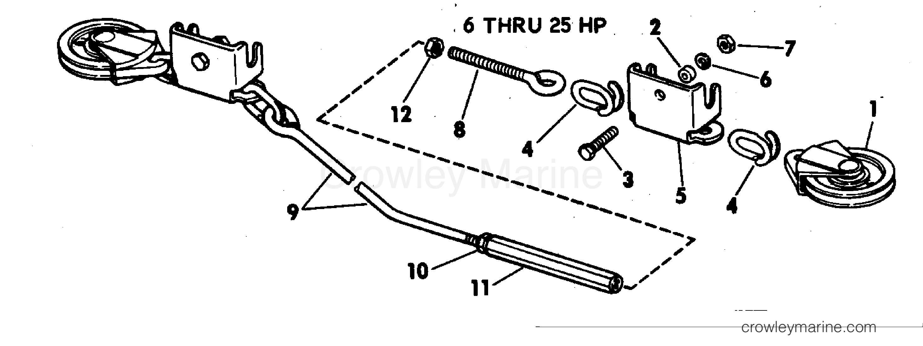 1973 Rigging Parts Accessories - Steering REMOTE CTRL. & STEERING CONN.6 THRU 25 HP TWIN MOTOR section