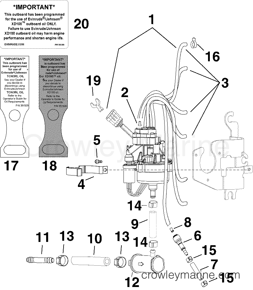 2005 Outboard 225 - E225DHLSOF - OIL PUMP
