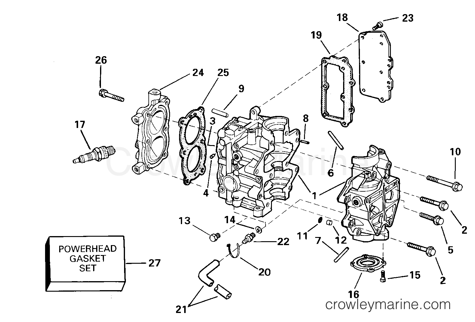 2000 Outboard 4 - J4RSSM - CYLINDER AND CRANKCASE