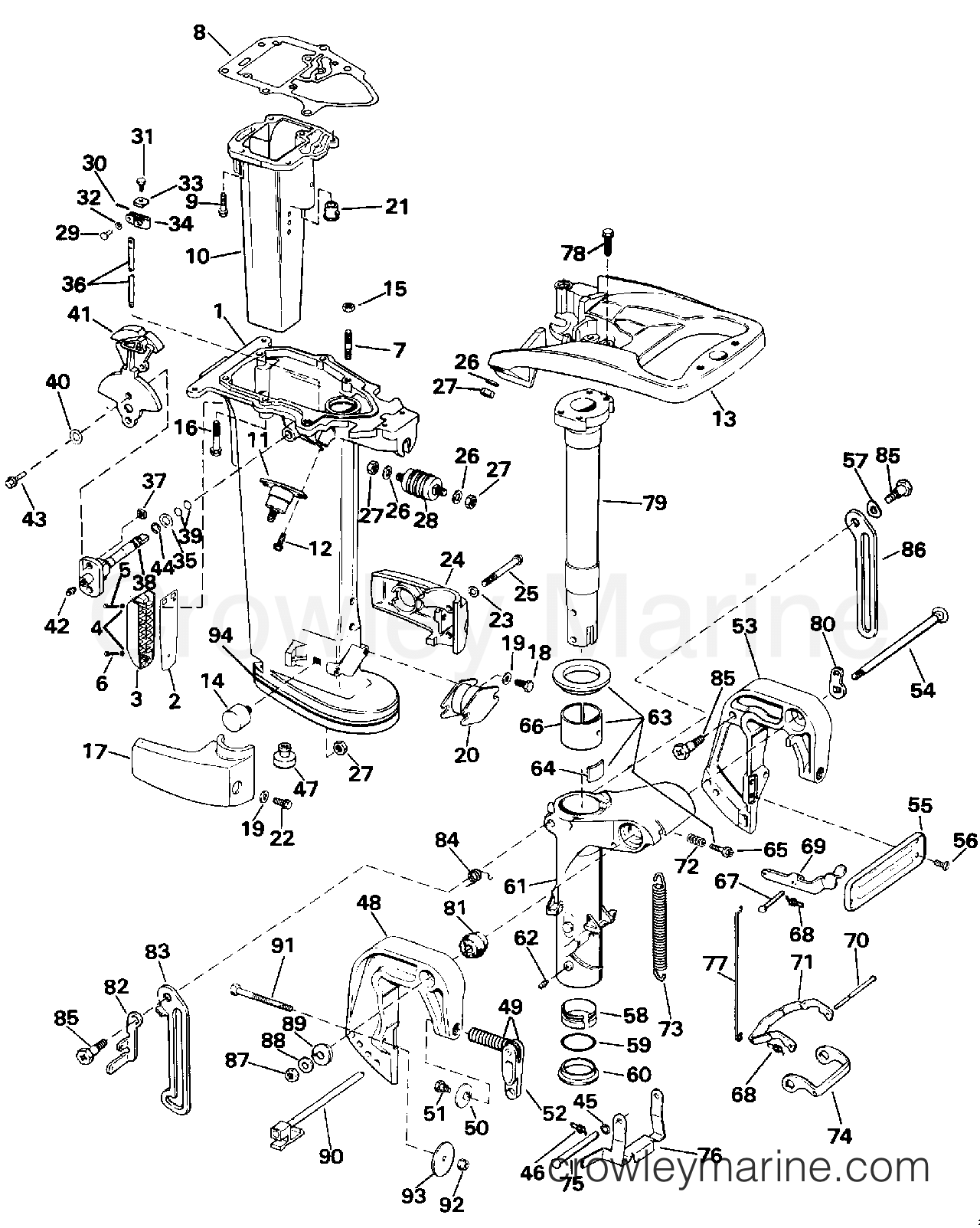 1992 Outboard 25 - J25TEEND - MIDSECTION-25 MODELS ONLY