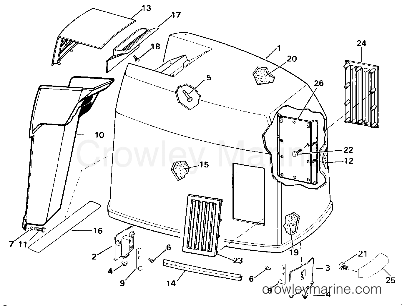 1992 Outboard 250 - J250TXEND - ENGINE COVER - JOHNSON