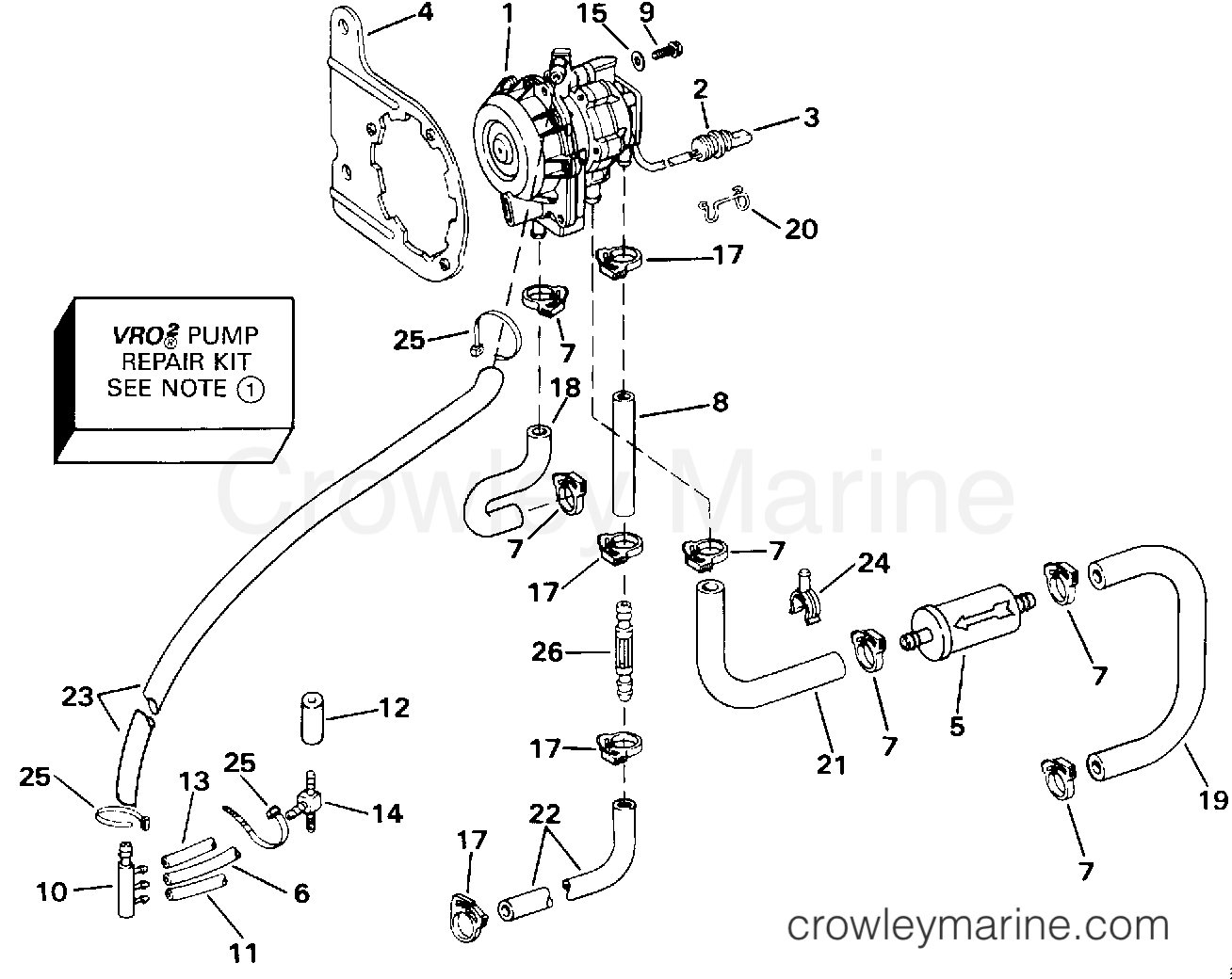 1992 Outboard 70 - J70ELEND - VRO2 PUMP