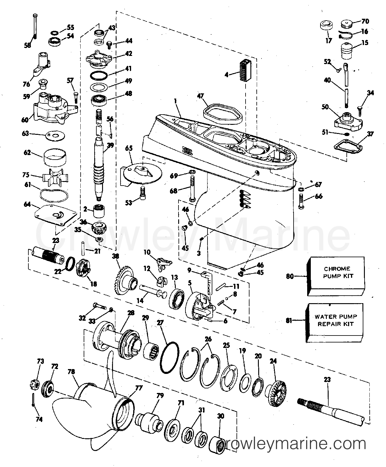 1976 Outboard 55 - 55E76E - GEARCASE