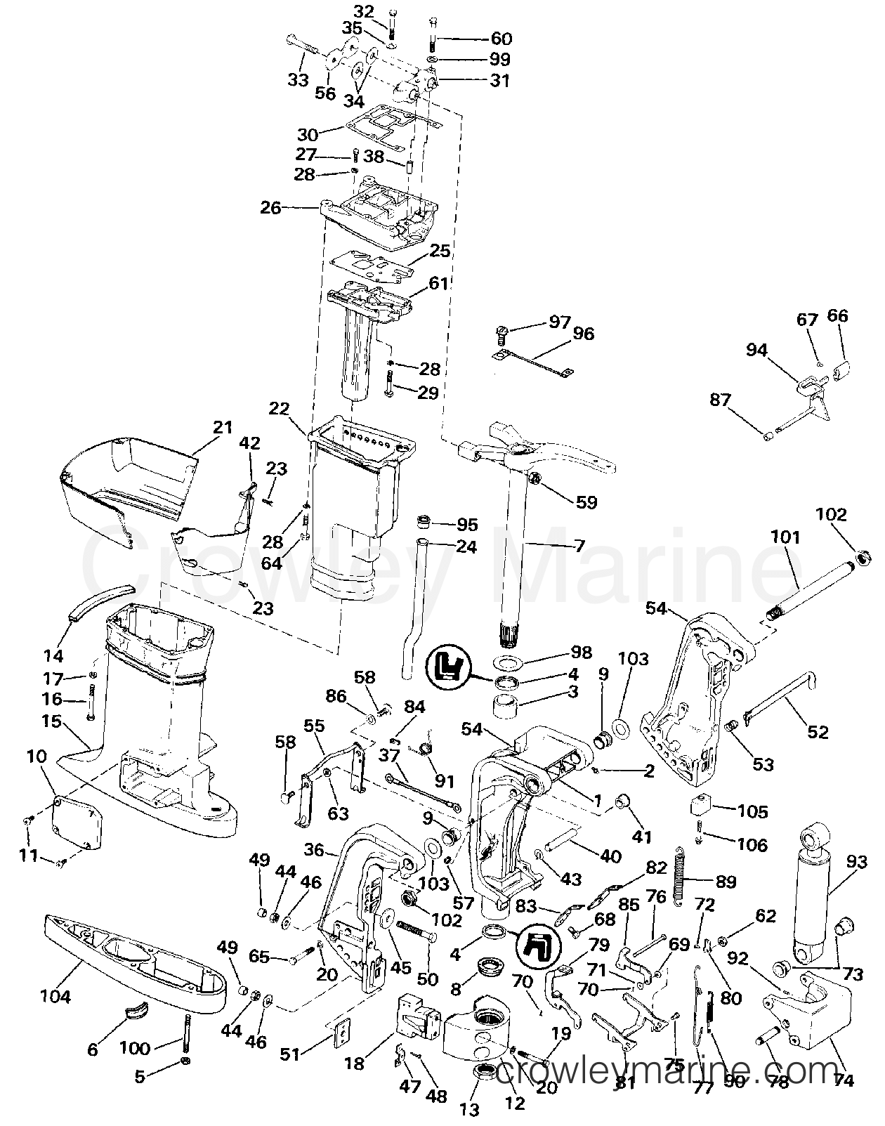 1987 Outboard 65 - J65WMLCUA - MIDSECTION
