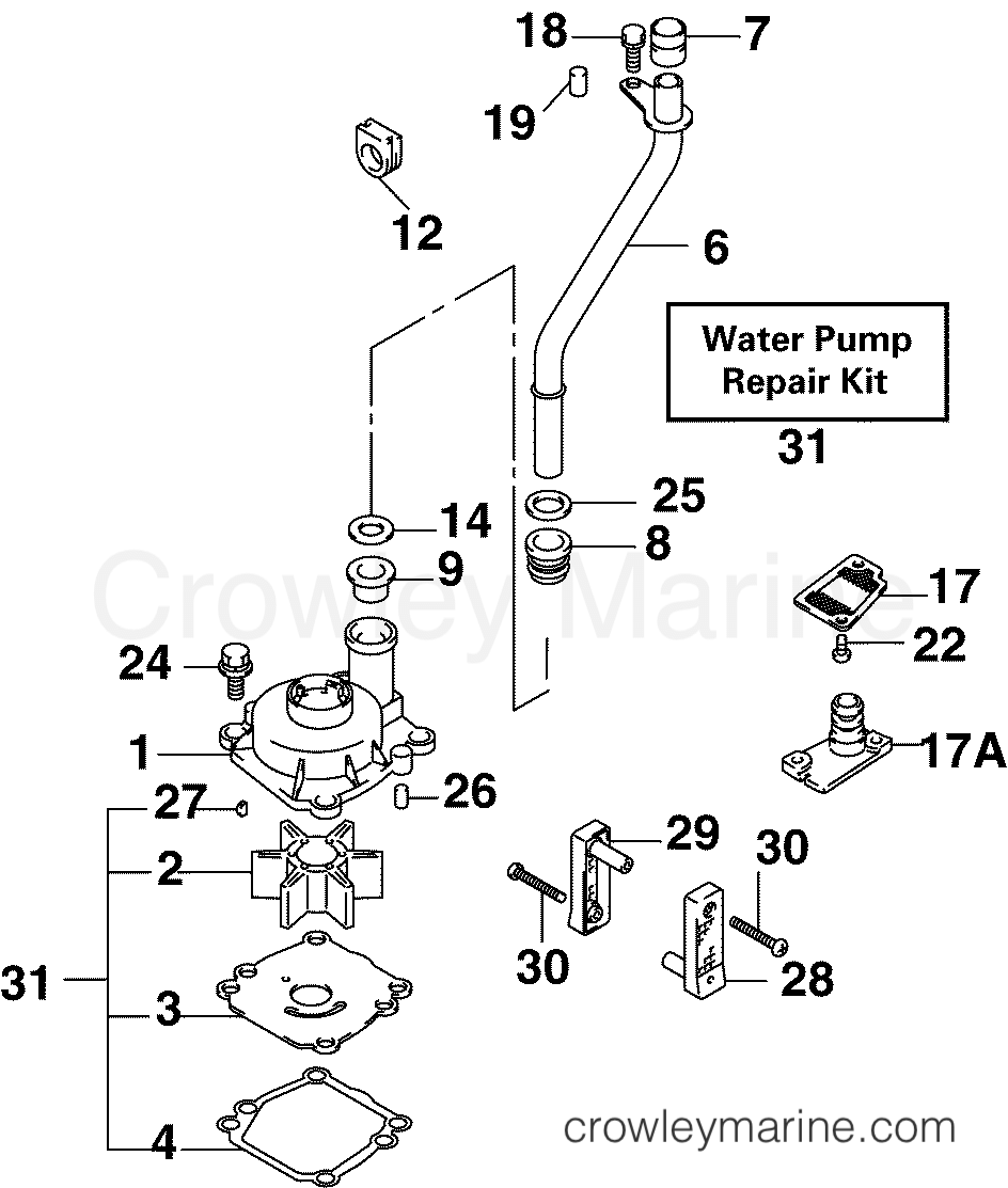2005 Outboard 70 - J70PL4SOA - WATER PUMP
