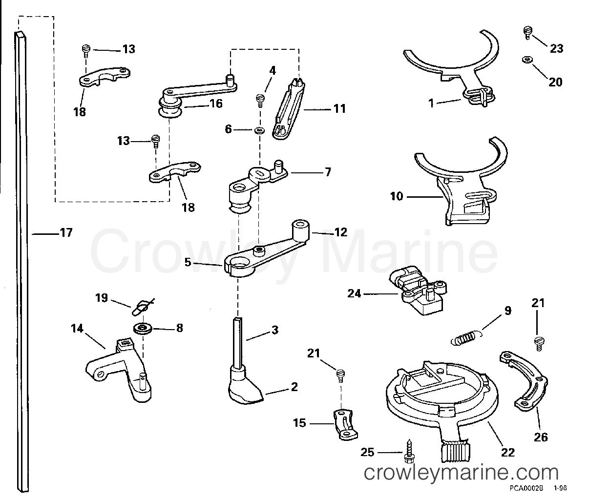 1996 Outboard 150 - SJ150WTPLB - THROTTLE LINKAGE