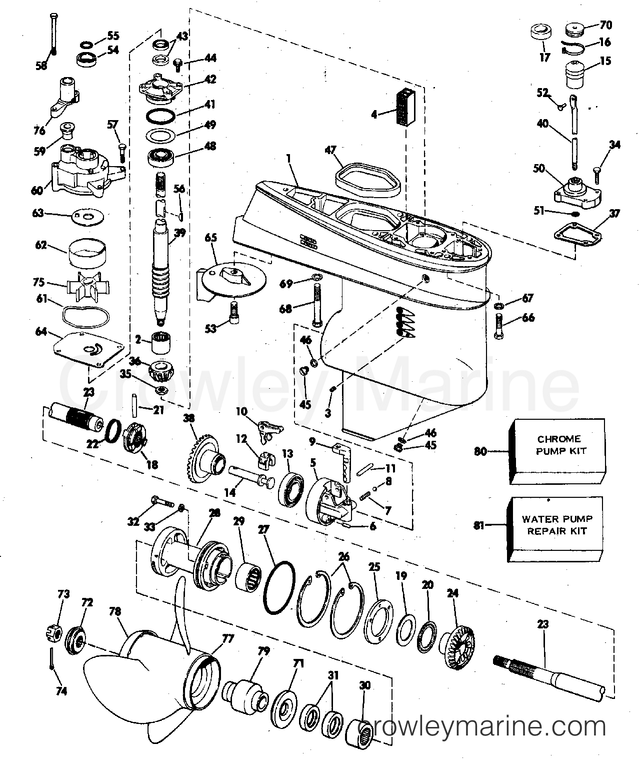 gearcase 1976 evinrude outboards 55 55642e crowley marineand move the diagram 1976 evinrude outboards 55 55642e gearcase section