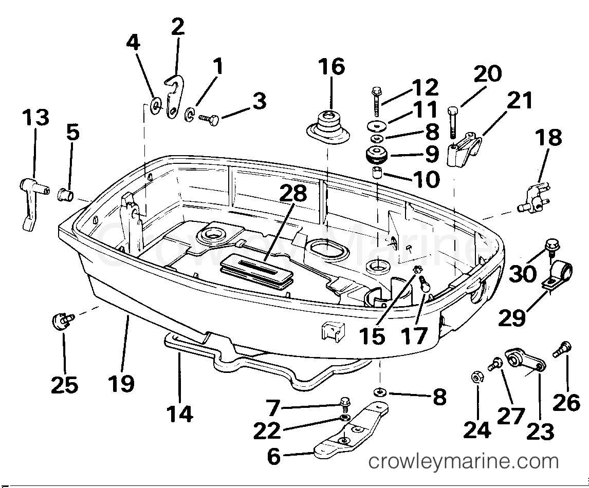 1984 Outboard 35 - J35ECRR - LOWER ENGINE COVER