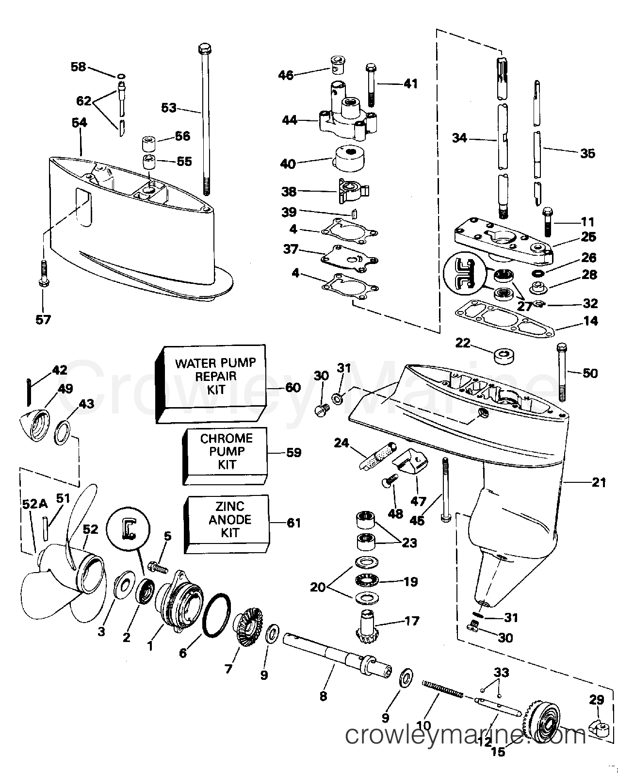 1996 Outboard 4 - BE4RDHEDS - GEARCASE