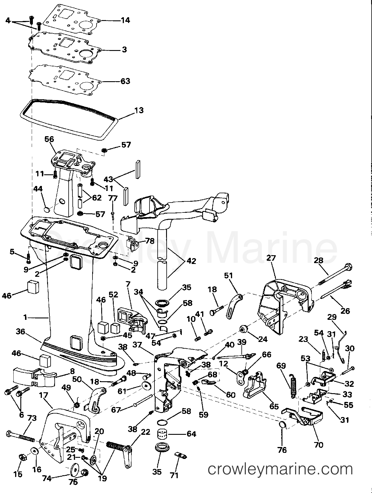 1992 Outboard 8 - J8SRLENM - MIDSECTION