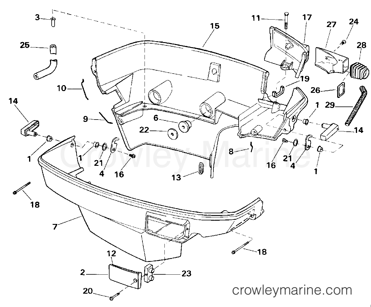 1992 Outboard 105 - J150JLENC - LOWER ENGINE COVER