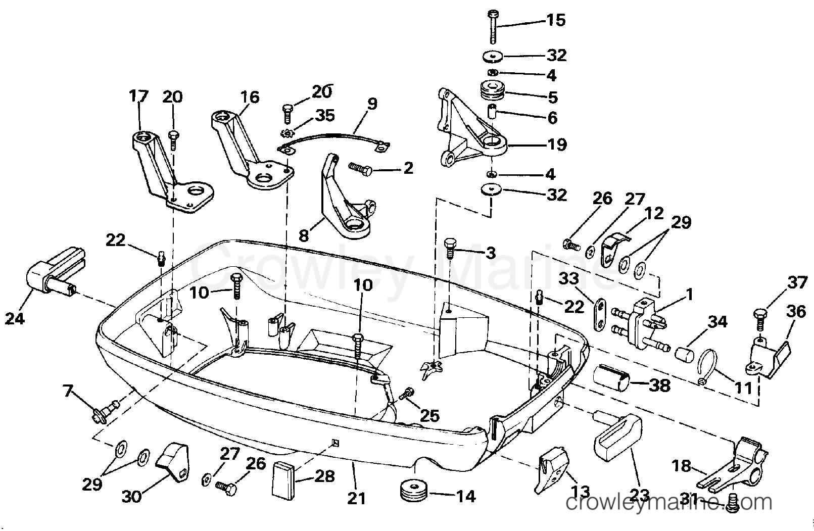 1989 Outboard 70 - J70ELCEM - LOWER ENGINE COVER