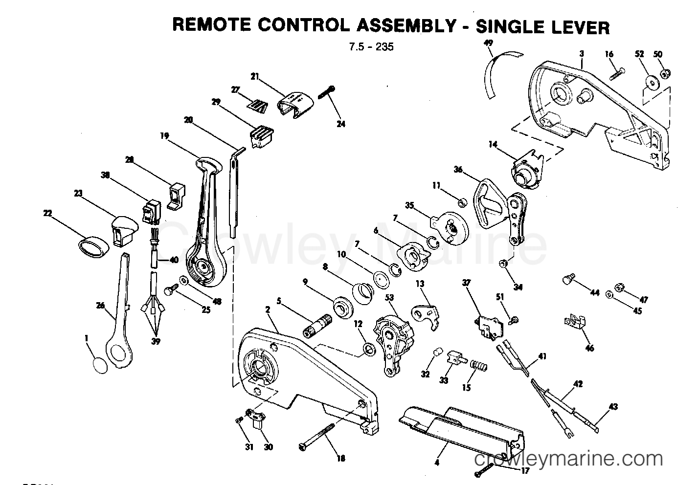 1983 Rigging Accessories - Remote Controls - REMOTE CONTROL ASSEMBLY - SINGLE LEVER 7.5 -235