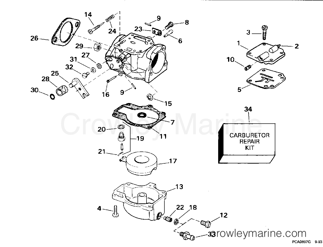 1994 Evinrude Outboards 45 - E45RCERE CARBURETOR - ALL 55 MODELS section