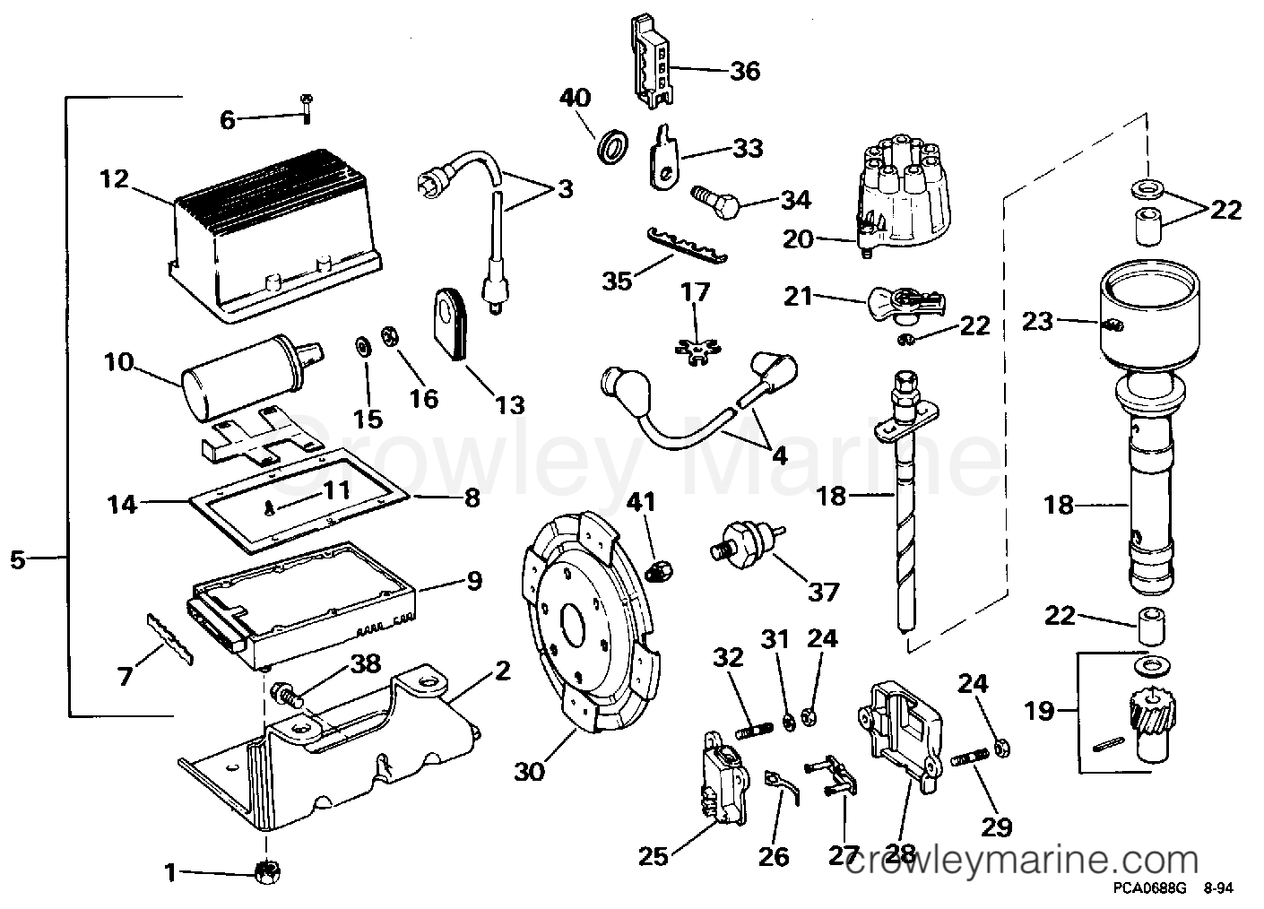 1995 Stern Drive 7.4 - 74FEPHUB - IGNITION - 4V MODELS