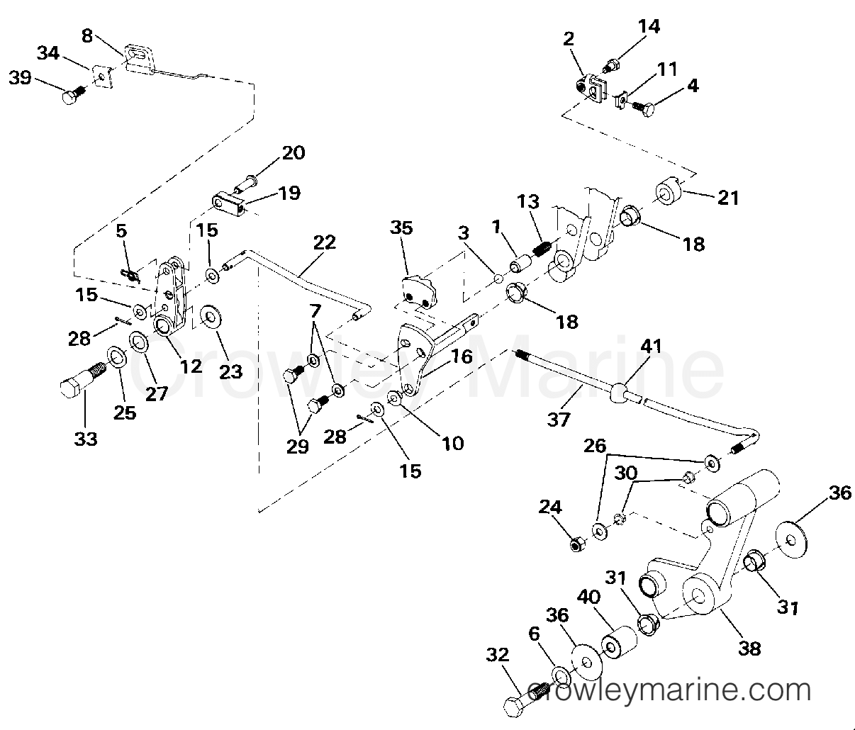 1990 Johnson Outboards 40 - TJ40ELESF SHIFT & THROTTLE LINKAGE (CONTINUED) section
