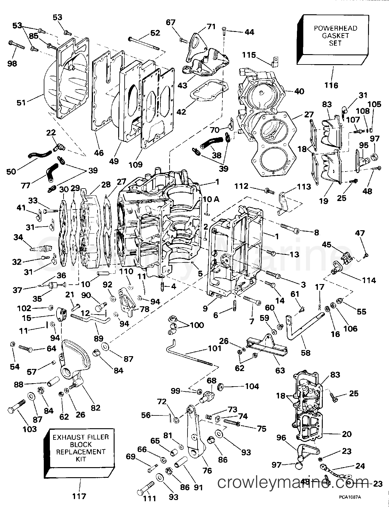 1994 Evinrude Outboards 112 - XE112TSLERS CYLINDER & CRANKCASE section