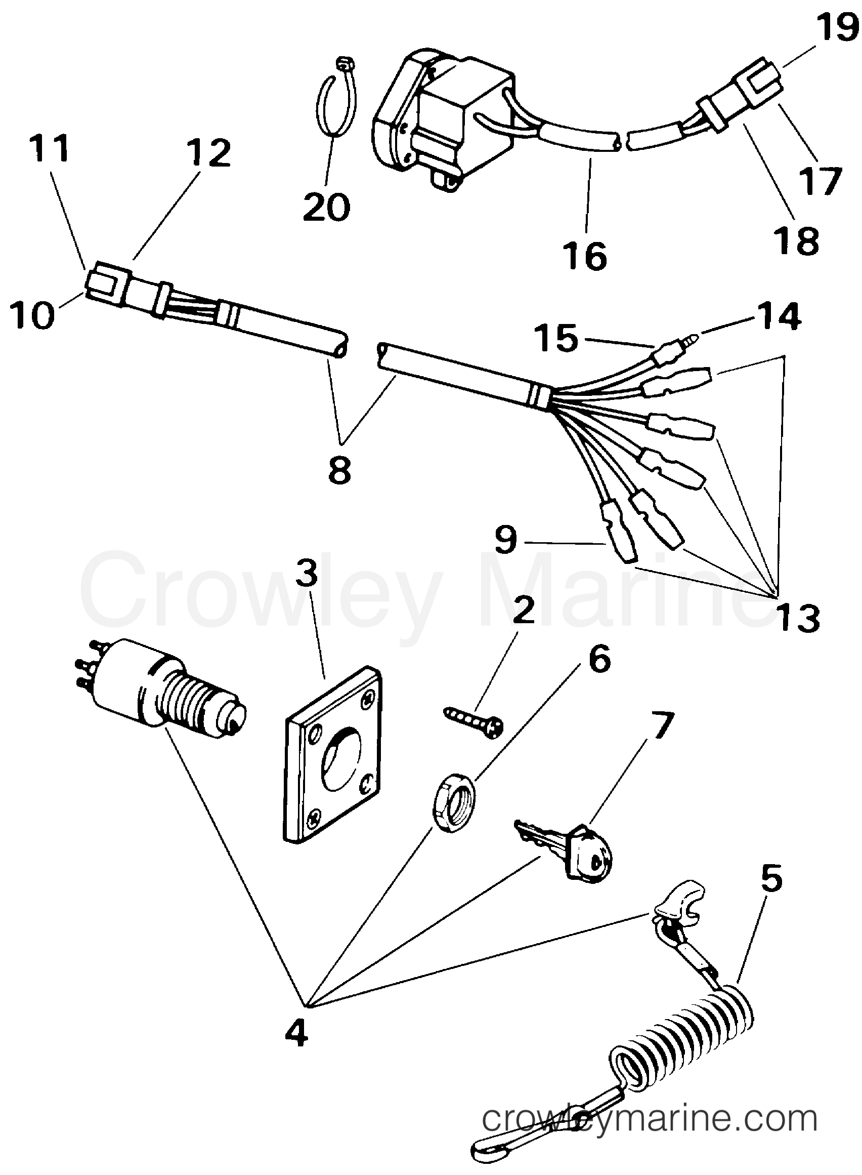 2000 Rigging Accessories - Electrical System - IGNITION SWITCH KIT - SINGLE BEZEL (SYSTEM CHECK)