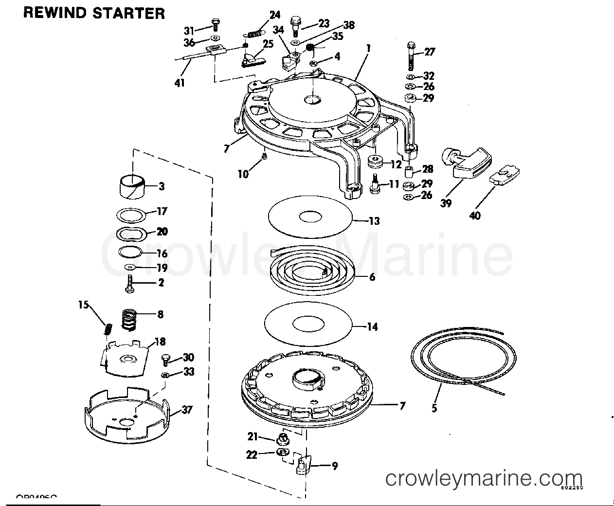 1980 Outboard 55 - E55RLCSA - REWIND STARTER