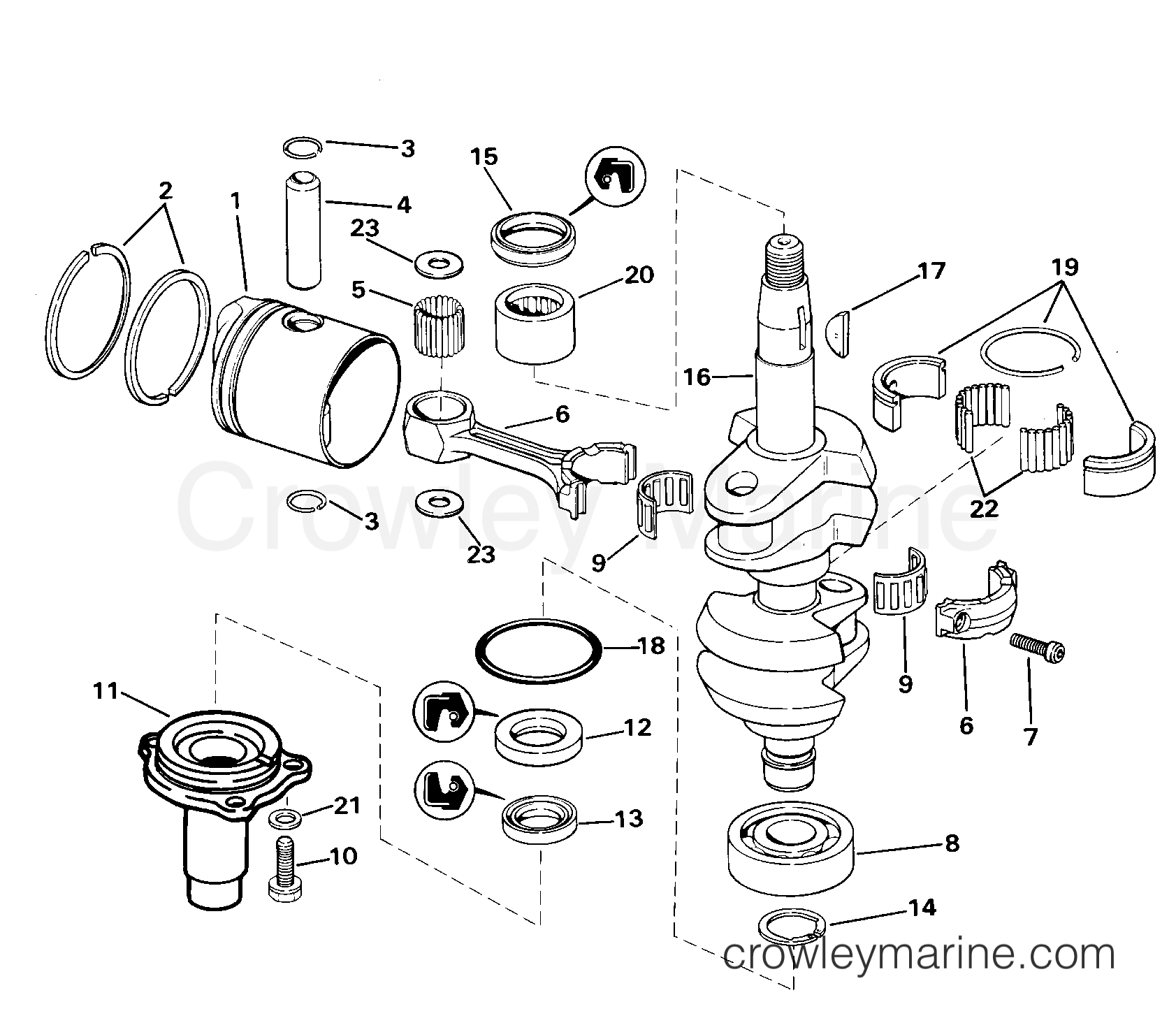 2000 Outboard 15 - J15RSSM - CRANKSHAFT & PISTON