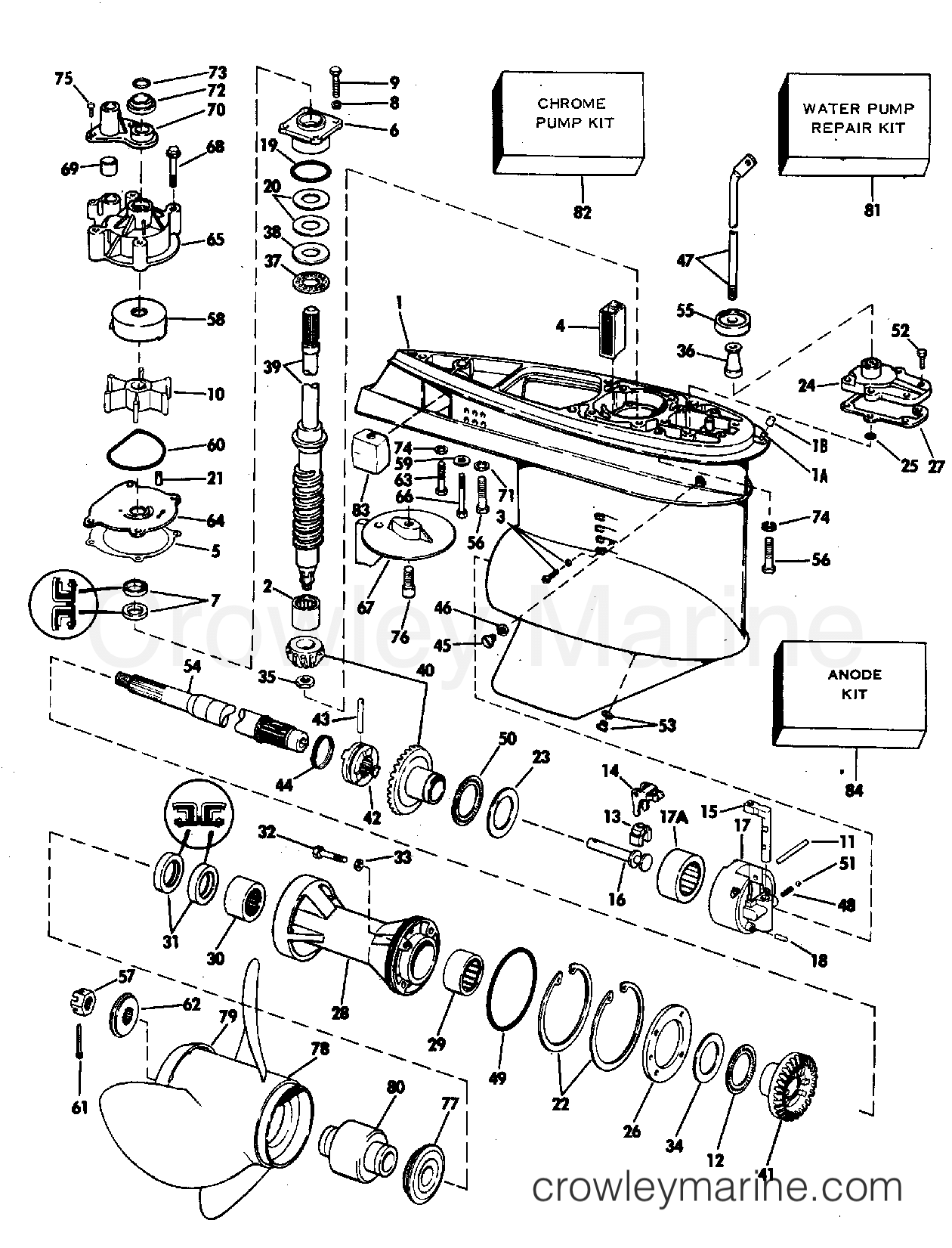 1983 Outboard 90 - J90MLCTE - GEARCASE