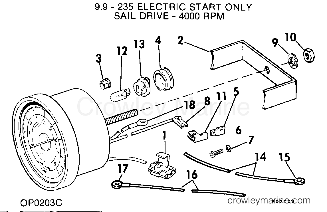 1982 Rigging Accessories - Instruments - TACHOMETER KIT - FLUSH MOUNT  9.9-235 ELE START