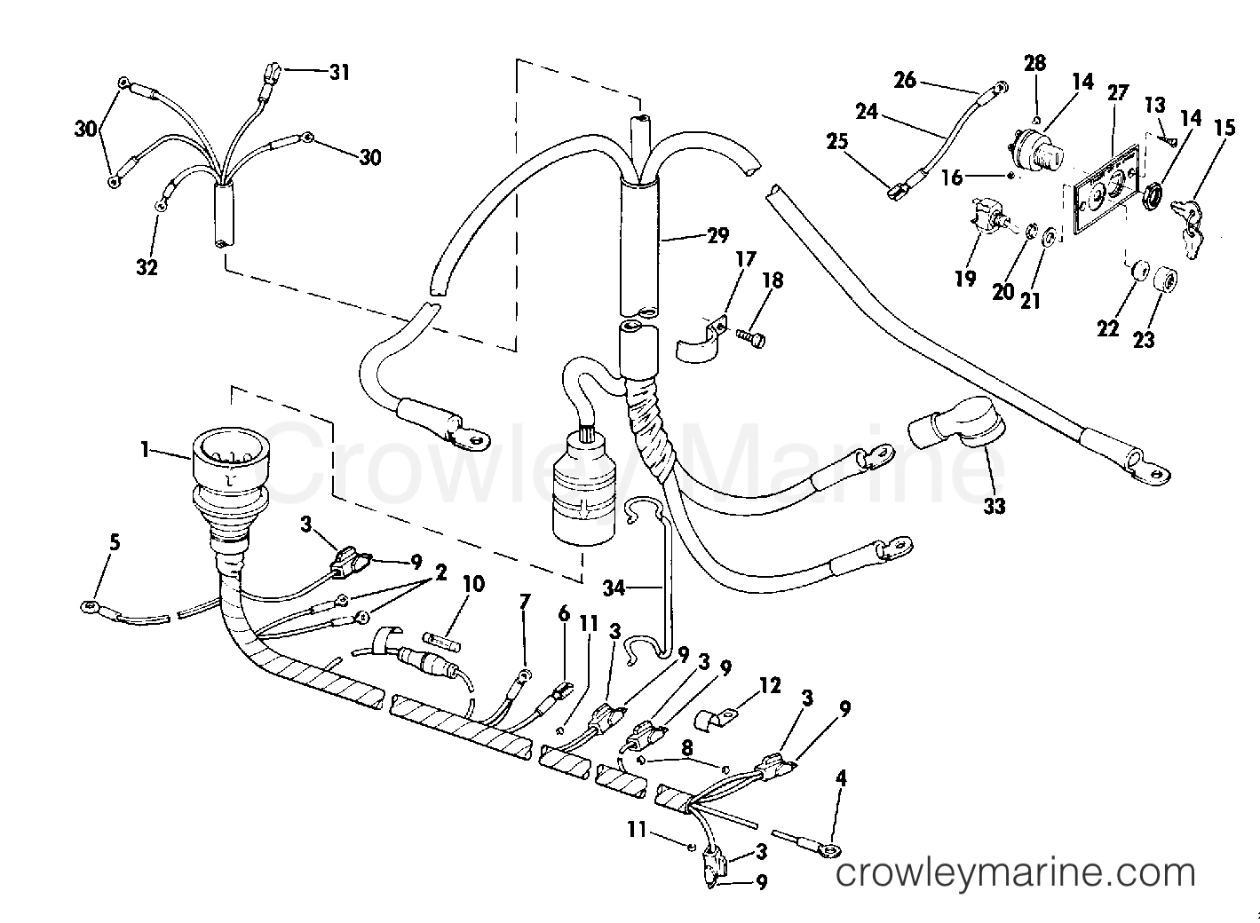 INSTRUMENT & CABLE 1975 Outboard 40 40504C Crowley Marine