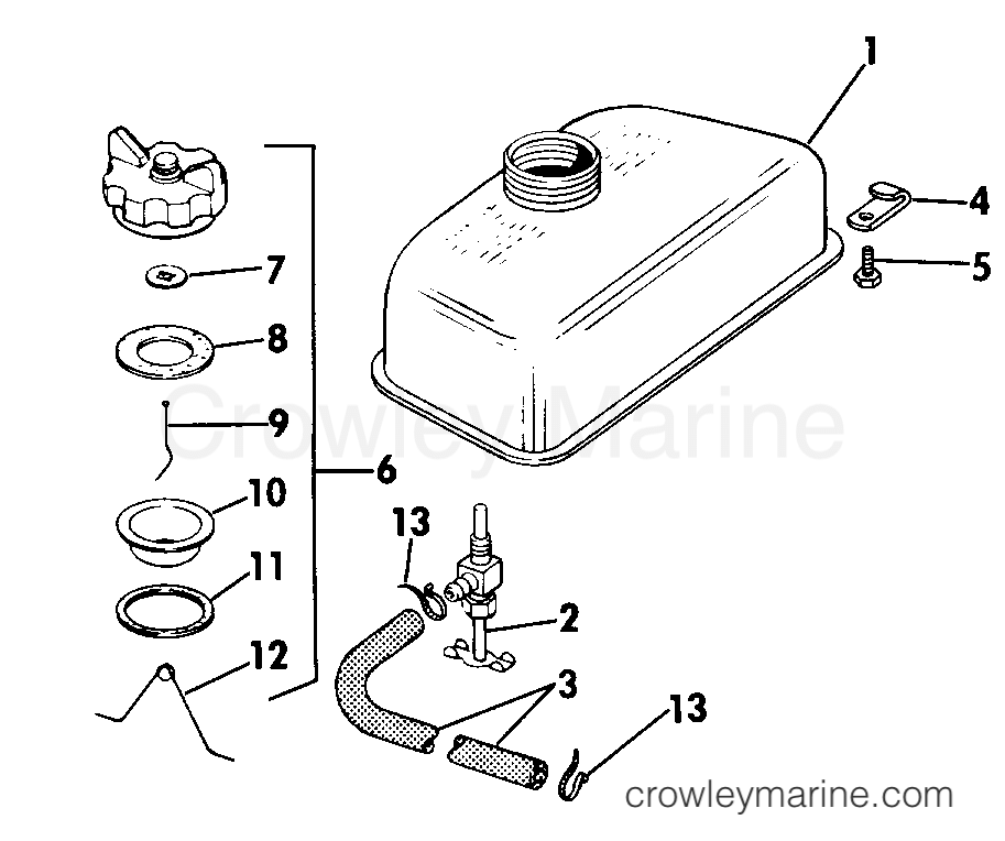 FUEL TANK 1974 Evinrude Outboards 2 2402E Crowley Marine