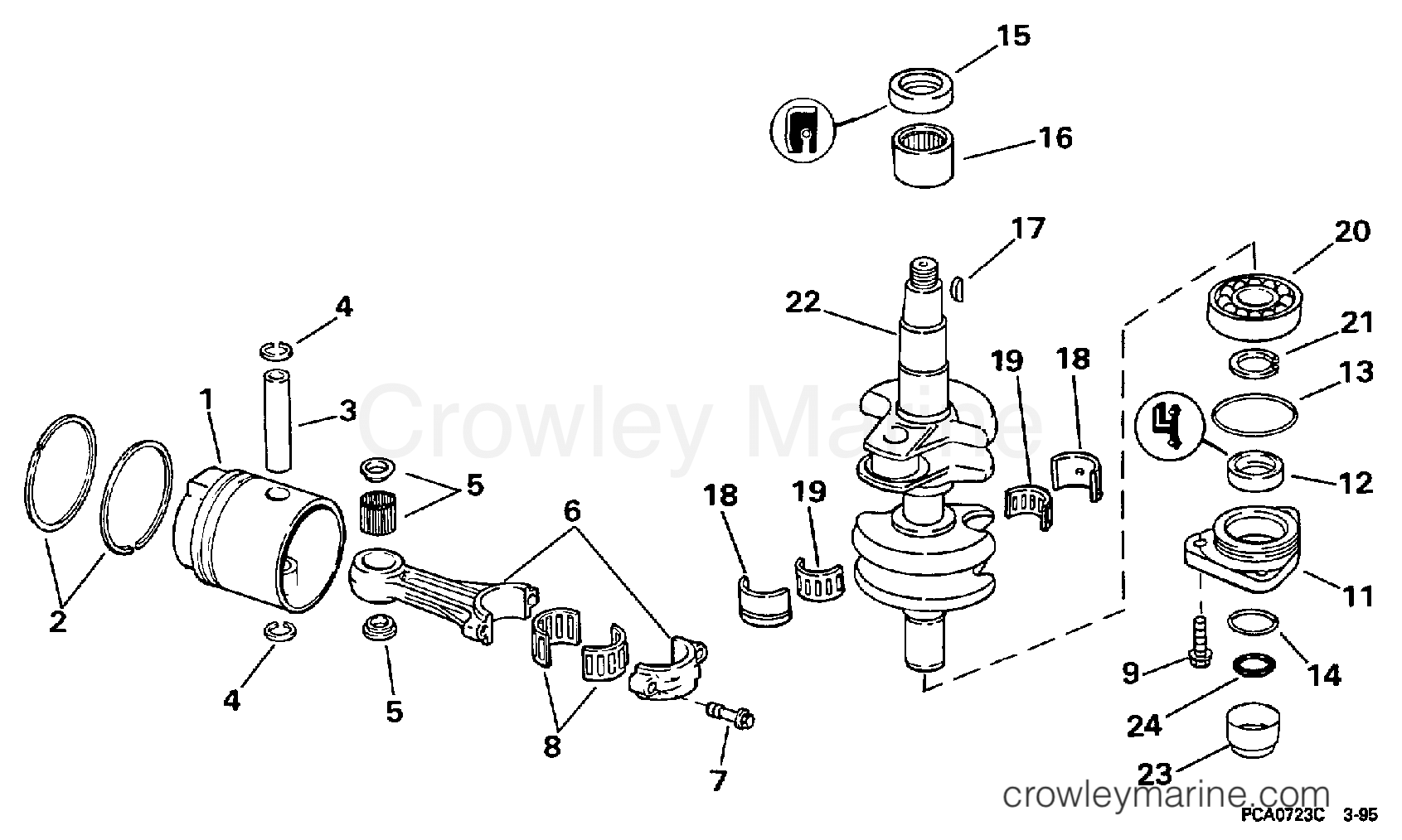 1997 Evinrude Outboards 18 - B25JREUR CRANKSHAFT & PISTON section