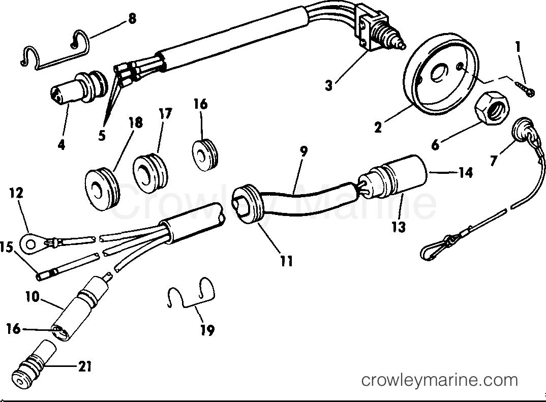 1985 Rigging Accessories - Electrical System - EMERGENCY IGN. CUTOFF - 4D-35 R & TE DASH OR GUNWALE MOUNT